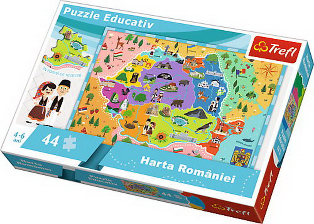 PUZZLE TREFL EDUCATIONAL 44 CU HARTA ROMANIEI