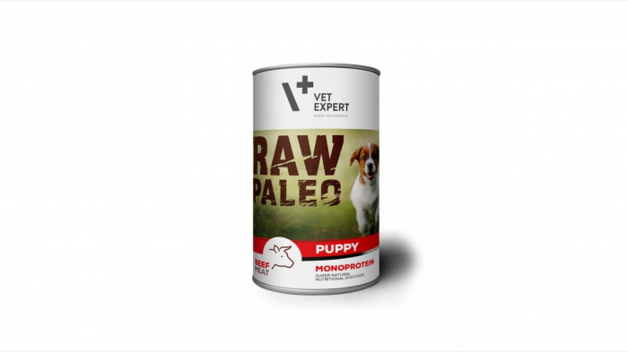 Hrana umeda pentru caini, RAW PALEO Puppy, carne de Vita, 400 g