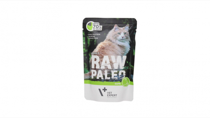 Hrana umeda, RAW PALEO CAT, adult, carne de vanat, 100 g