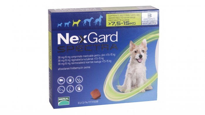 NexGard Spectra M comprimate masticabile, 7.5-15 kg, 1 comprimat