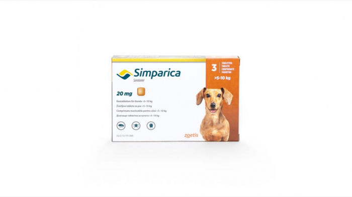 Simparica Caine 20 mg (5 - 10 kg), 3 comprimate