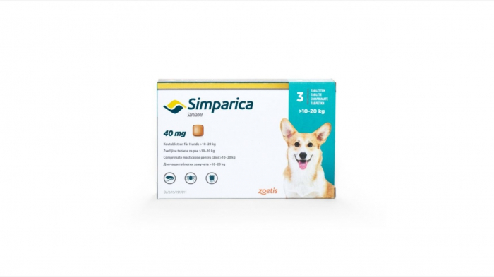 Simparica Caine 40 mg (10 - 20 kg), 3 comprimate