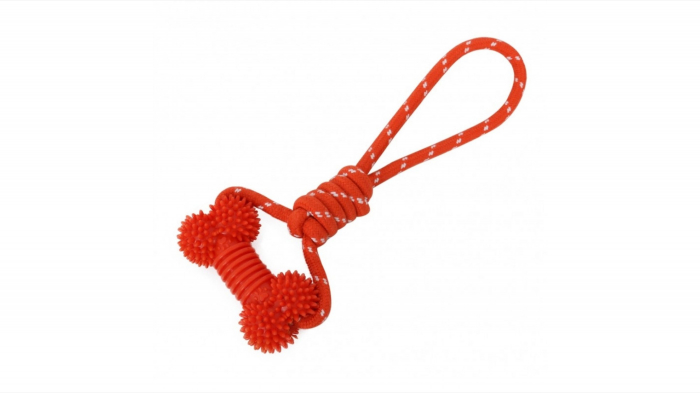 Jucarie din sfoara si cauciuc termoplastic, Mon Petit Ami, 13x33 cm, Portocaliu Jucarie din sfoara si cauciuc termoplastic, Mon Petit Ami, 13x33 cm, Portocaliu