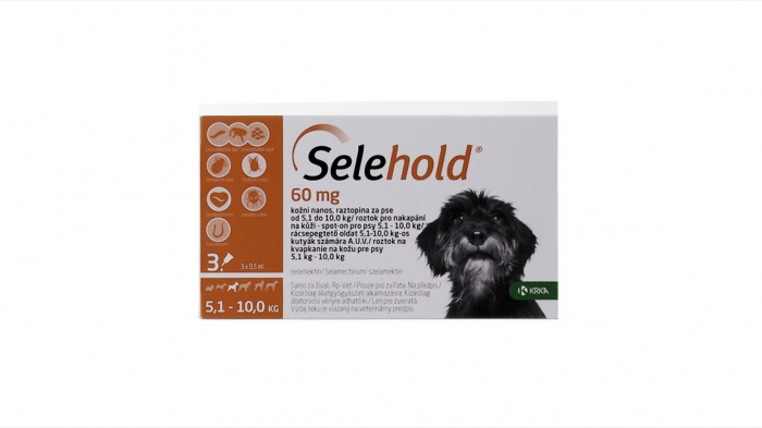 Selehold pentru caini 60 mg ml (5 - 10 kg), 3 x 0.5 ml