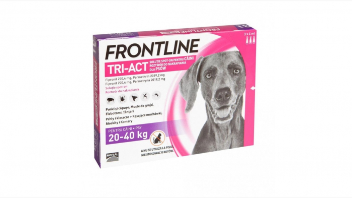 Frontline Tri-act L spot on pentru caini 20-40 kg - 3 pipete antiparazitare Frontline Tri-act L spot on pentru caini 20-40 kg - 3 pipete antiparazitare