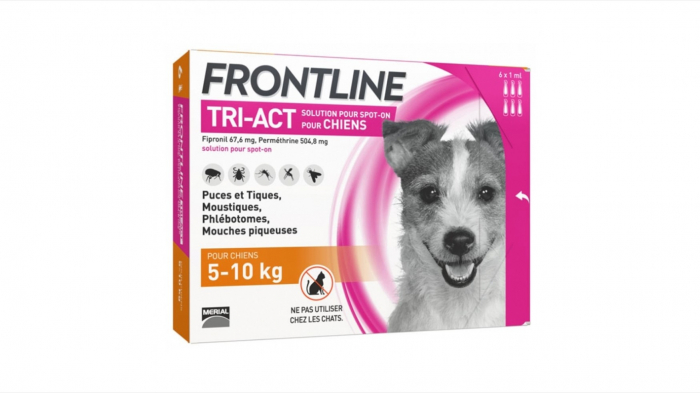 Frontline Tri-act S spot on pentru caini 5-10 kg - 3 pipete antiparazitare