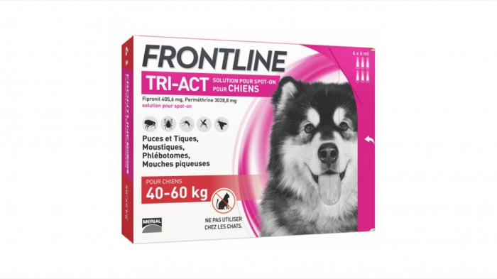 Frontline Tri-act XL spot on pentru caini 40-60 kg - 3 pipete antiparazitare Frontline Tri-act XL spot on pentru caini 40-60 kg - 3 pipete antiparazitare