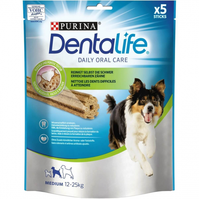 PURINA Dentalife Medium, recompense delicioase pentru talie medie, 115 g PURINA Dentalife Medium, recompense delicioase pentru talie medie, 115 g