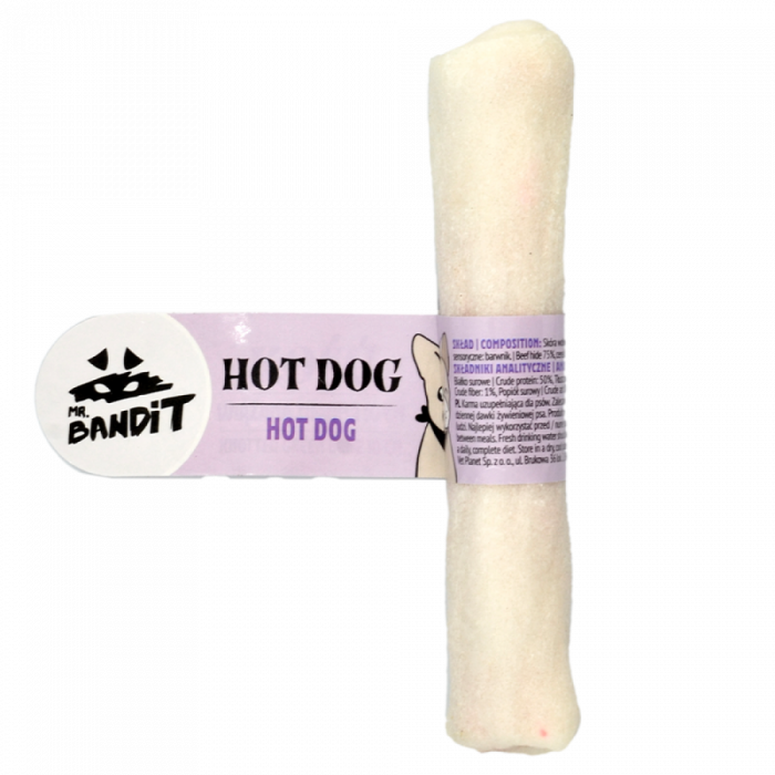 Recompense pentru caini Mr. Bandit Hot Dog, piele de vita - 12 cm Recompense pentru caini Mr. Bandit Hot Dog, piele de vita - 12 cm