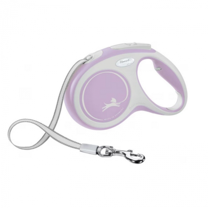 Lesa pentru caini Comfort banda, Flexi, Retractabil, Pana la 15 kg, S, 5 metri, Roz Lesa pentru caini Comfort banda, Flexi, Retractabil, Pana la 15 kg, S, 5 metri, Roz