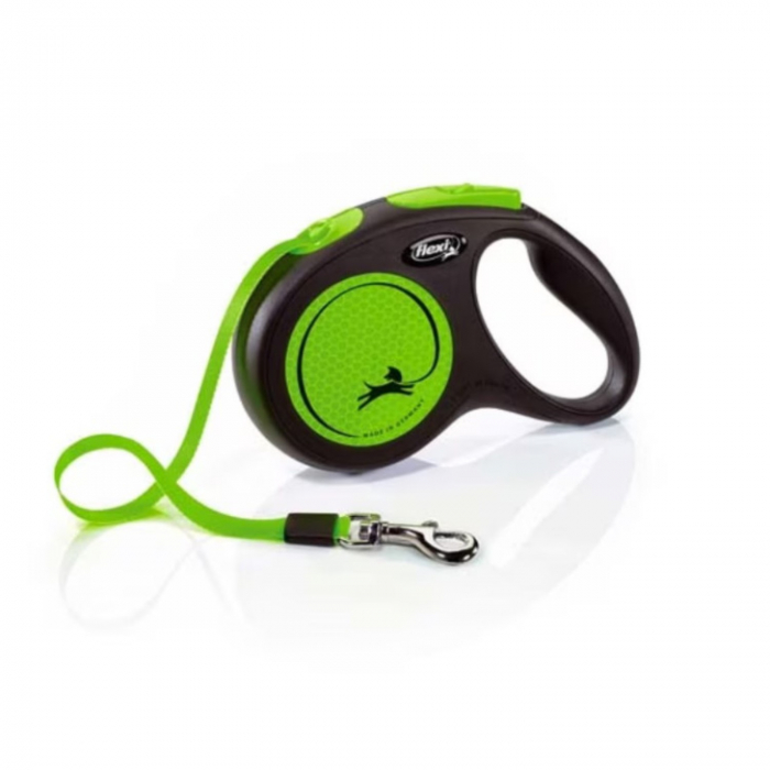 Lesa pentru caini New Classic Neon banda, Flexi, Retractabil, Pana la 25 kg, M, 5 metri, Verde Lesa pentru caini New Classic Neon banda, Flexi, Retractabil, Pana la 25 kg, M, 5 metri, Verde