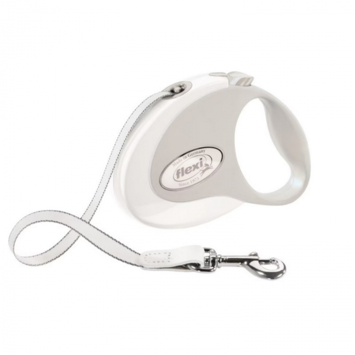 Lesa pentru caini Style banda, Flexi, Retractabil, Pana la 12 kg, S, 3 metri, Alb Lesa pentru caini Style banda, Flexi, Retractabil, Pana la 12 kg, S, 3 metri, Alb