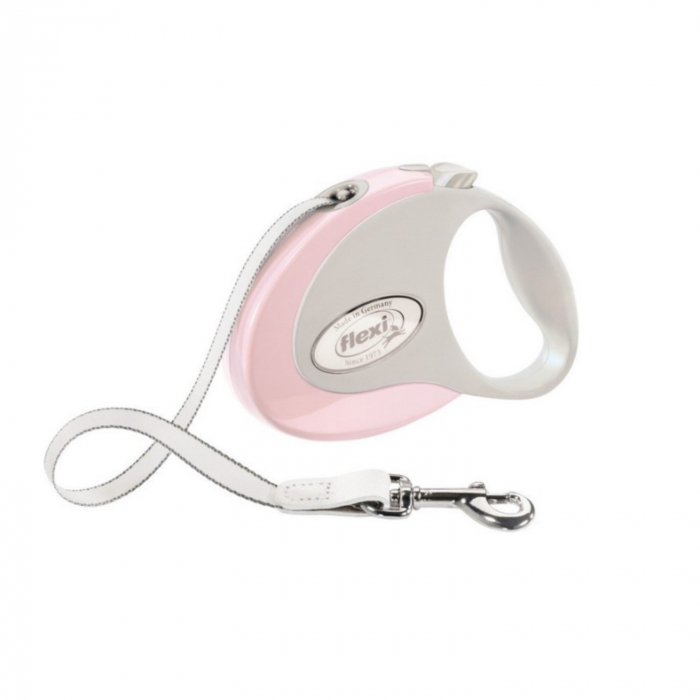 Lesa pentru caini Style banda, Flexi, Retractabil, Pana la 25 kg, M, 5 metri, Roz Lesa pentru caini Style banda, Flexi, Retractabil, Pana la 25 kg, M, 5 metri, Roz