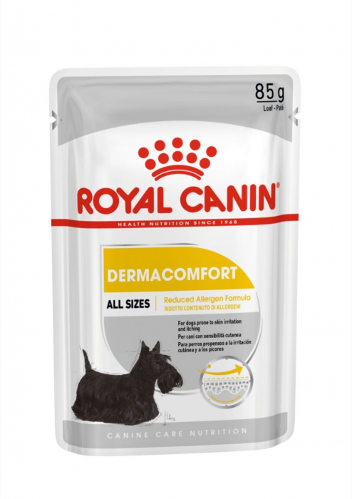 Royal Canin Dermacomfort Adult hrana umeda caine, prevenirea iritatiilor pielii (loaf), 85 g Royal Canin Dermacomfort Adult hrana umeda caine, prevenirea iritatiilor pielii (loaf), 85 g