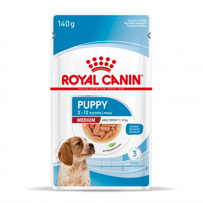 Royal Canin Medium Puppy hrana umeda caine junior (in sos), 10 x 140 g Royal Canin Medium Puppy hrana umeda caine junior (in sos), 10 x 140 g