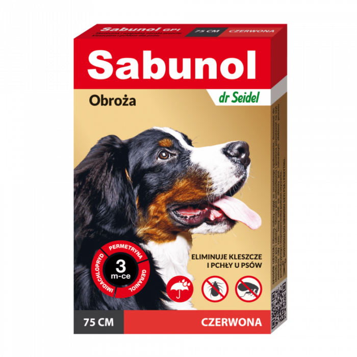 Zgarda antiparazitara caini , Sabunol GPI talie mare 25-50 kg Rosu , 75 cm Zgarda antiparazitara caini , Sabunol GPI talie mare 25-50 kg Rosu , 75 cm