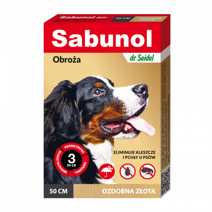 Zgarda antiparazitara caini , Sabunol GPI talie medie 10-25 kg Gold , 50 cm Zgarda antiparazitara caini , Sabunol GPI talie medie 10-25 kg Gold , 50 cm