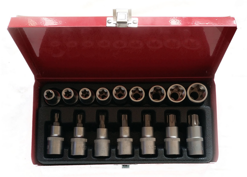 Trusa 16 piese chei tubulare torx si capete biti torx