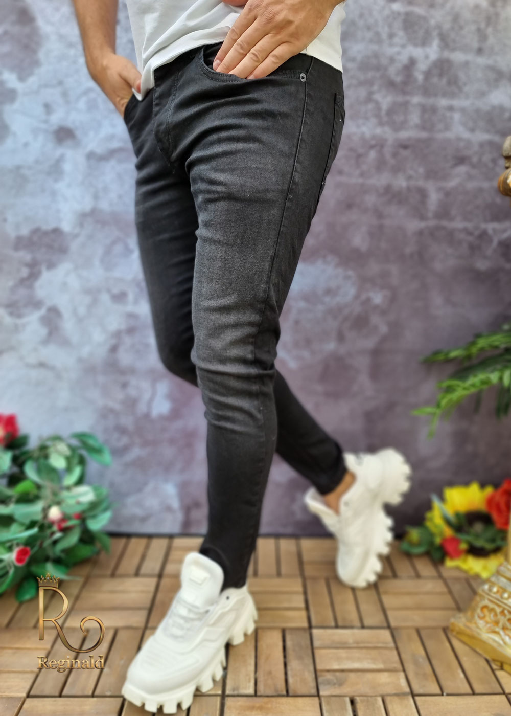 Blugi de bărbați, Negru deschis, skinny fit, elastici si conici - BG858 Blugi de bărbați, Negru deschis, skinny fit, elastici si conici - BG858