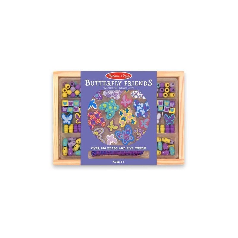 Melissa & Doug - Set margele din lemn Fluturasi Prietenosi Melissa and Doug Melissa & Doug - Set margele din lemn Fluturasi Prietenosi Melissa and Doug