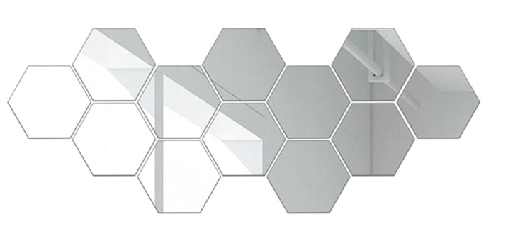 Set 50 Oglinzi Design Hexagon MICI 8 x 8 - Oglinzi Decorative Acrilice Cristal - Diamant - Fagure 50 bucati/set