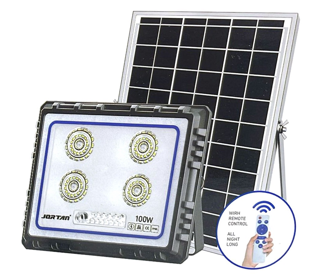 Proiector LED 100W Slim cu Telecomanda si Panou Solar IP66