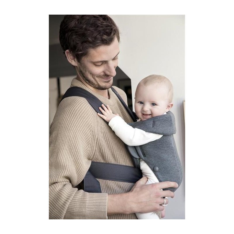 BabyBjorn - Marsupiu anatomic Mini, cu pozitii multiple de purtare – Dark Grey, 3D Jersey BabyBjorn - Marsupiu anatomic Mini, cu pozitii multiple de purtare – Dark Grey, 3D Jersey