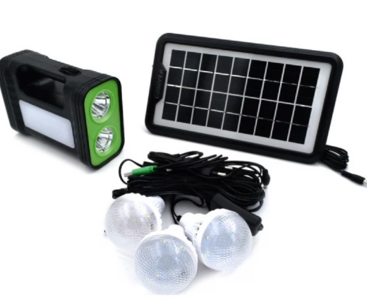 Kit solar GD-17 cu lampa multifunctionala panou solar si 3 Becuri