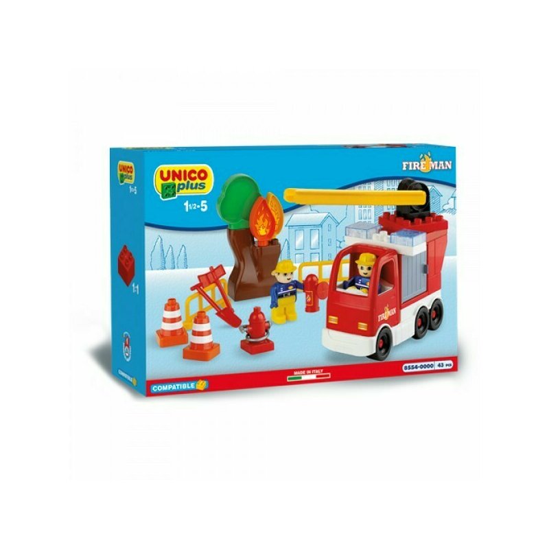 Androni Giocattoli - Set constructie Unico Camion Pompieri cu scara reglabila, 43 piese Androni Giocattoli - Set constructie Unico Camion Pompieri cu scara reglabila, 43 piese