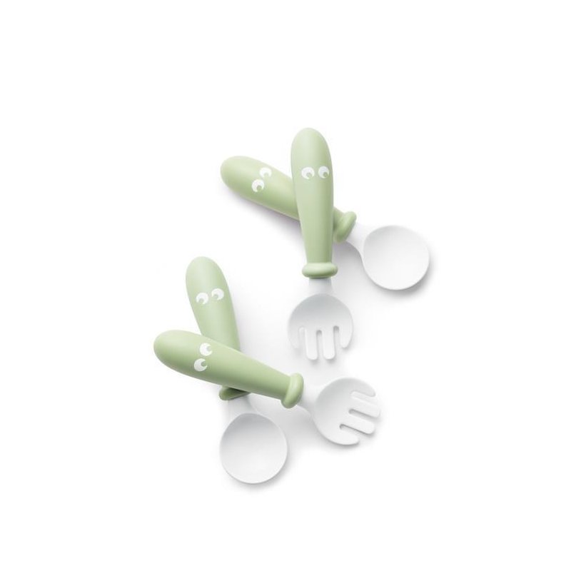 BabyBjorn - Set Lingurite si Furculite pentru bebelusi (4 bucati), Powder Green BabyBjorn - Set Lingurite si Furculite pentru bebelusi (4 bucati), Powder Green