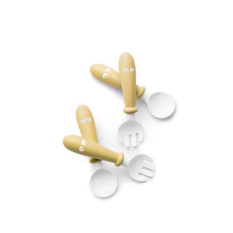 BabyBjorn - Set Lingurite si Furculite pentru bebelusi (4 bucati), Powder Yellow BabyBjorn - Set Lingurite si Furculite pentru bebelusi (4 bucati), Powder Yellow