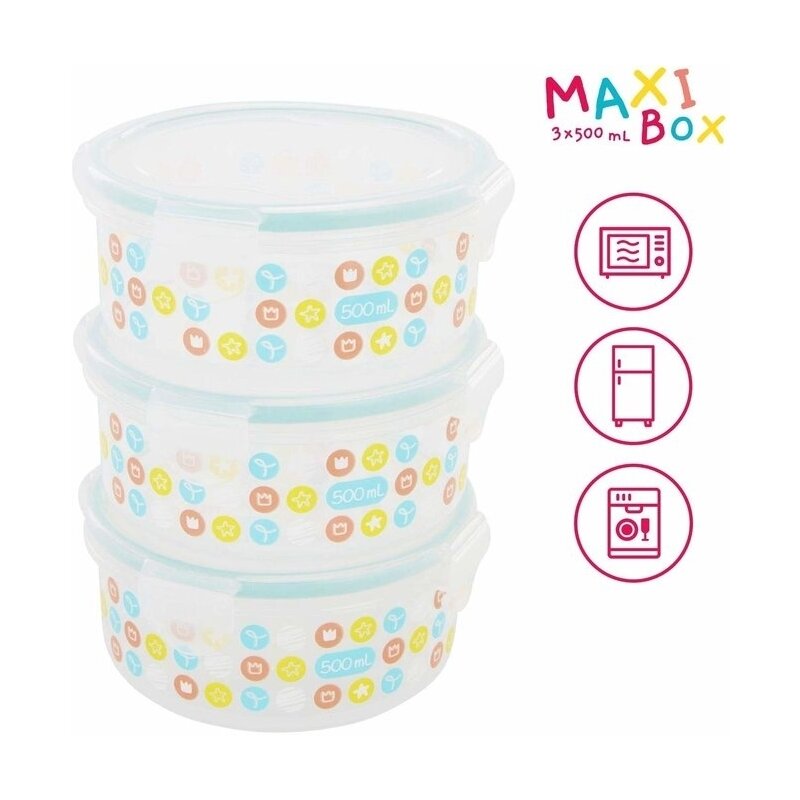 Badabulle - Set recipiente Maxi Ermetice , Pentru pastrarea hranei , 500 ml Badabulle - Set recipiente Maxi Ermetice , Pentru pastrarea hranei , 500 ml