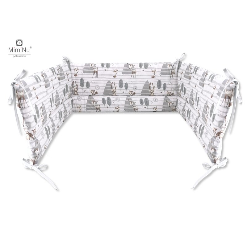 Aparatoare pentru patut, MimiNu, Din bumbac certificat Oeko Tex Standard 100, 180x30 cm, Cu panglici, Forest Aparatoare pentru patut, MimiNu, Din bumbac certificat Oeko Tex Standard 100, 180x30 cm, Cu panglici, Forest