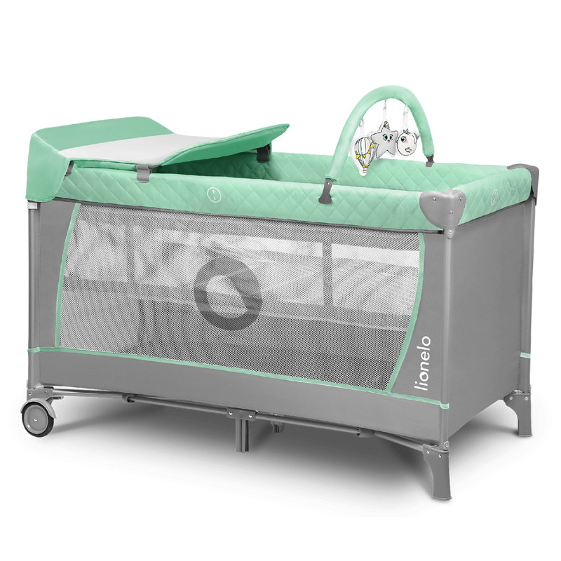 Patut pliant, Lionelo, Flower, Cu doua nivele, Cu arcada, Geanta transport, Masuta de infasat, Bara cu jucarii, Fereastra laterala, 120x60 cm, Conform cu standardele europeane de securitate EN 716 si EN12221, Turcoaz Patut pliant, Lionelo, Flower, Cu doua nivele, Cu arcada, Geanta transport, Masuta de infasat, Bara cu jucarii, Fereastra laterala, 120x60 cm, Conform cu standardele europeane de securitate EN 716 si EN12221, Turcoaz