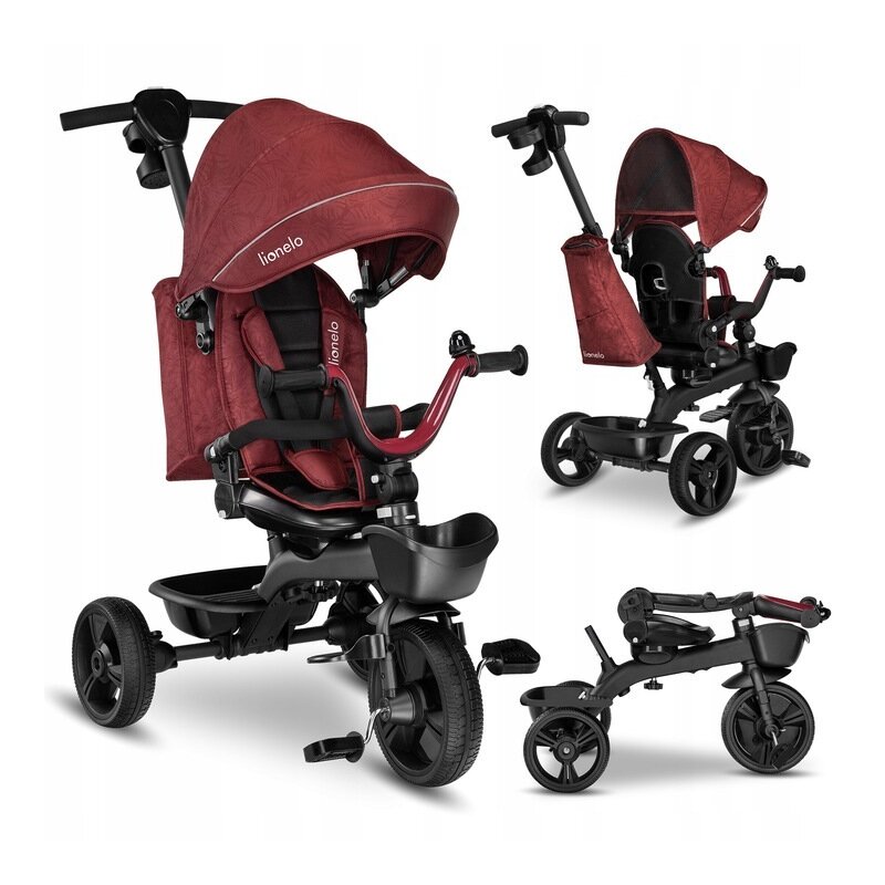 Tricicleta copii, Lionelo, Kori, Ultrapliabila, Multifunctionala. Cu suport de picioare, Control al directiei, Scaun reversibil, Rotire 360 grade, Conform cu standardul europeane de securitate EN71, Red Burgundy Tricicleta copii, Lionelo, Kori, Ultrapliabila, Multifunctionala. Cu suport de picioare, Control al directiei, Scaun reversibil, Rotire 360 grade, Conform cu standardul europeane de securitate EN71, Red Burgundy