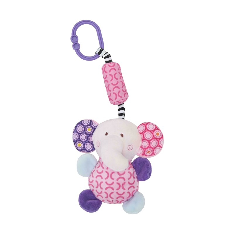 Lorelli Toys - Jucarie carucior Elefant 13 cm, Cu clopotel, Cu oglinda din Plus Lorelli Toys - Jucarie carucior Elefant 13 cm, Cu clopotel, Cu oglinda din Plus