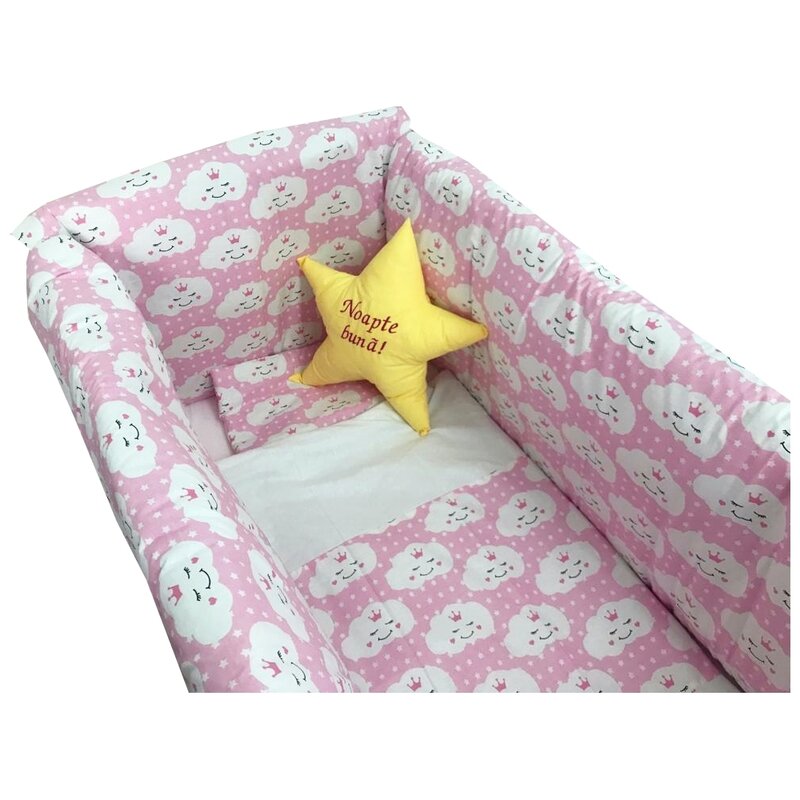 Aparatori laterale protectii pat 140x70 cm Deseda Maxi Norisori pe roz Aparatori laterale protectii pat 140x70 cm Deseda Maxi Norisori pe roz