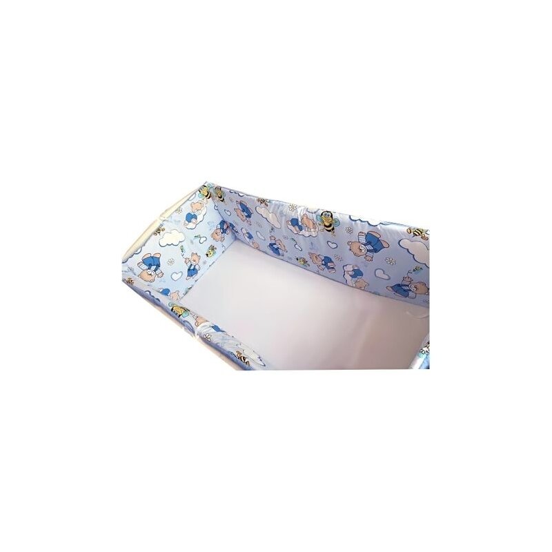 Aparatori laterale protectii laterale pat pufoase 120x60 cm h35cm Deseda Ursuleti cu albinute pe albastru Aparatori laterale protectii laterale pat pufoase 120x60 cm h35cm Deseda Ursuleti cu albinute pe albastru