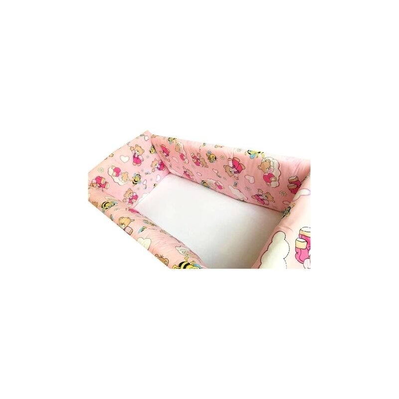 Aparatori laterale protectii pat 140x70 cm Deseda Maxi Ursuleti cu albine pe roz Aparatori laterale protectii pat 140x70 cm Deseda Maxi Ursuleti cu albine pe roz
