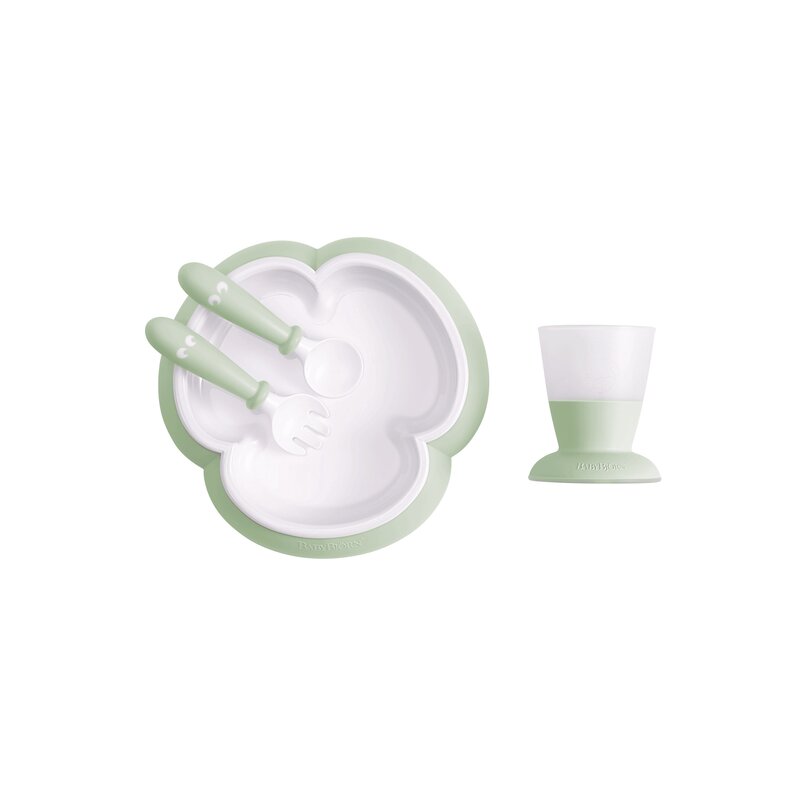 BabyBjorn - Set de masa Farfurie , Powder , Cu lingurita, Cu furculita, Cu pahar, Verde BabyBjorn - Set de masa Farfurie , Powder , Cu lingurita, Cu furculita, Cu pahar, Verde