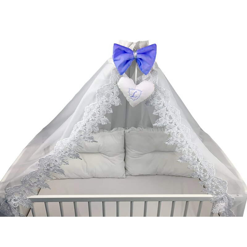 Baldachin de 400 cm cu fundita colorata si monograma brodata LUX by Deseda Baldachin de 400 cm cu fundita colorata si monograma brodata LUX by Deseda