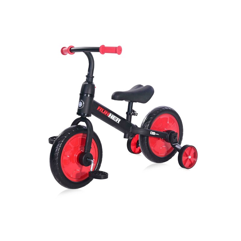 Lorelli - Bicicleta 2in1, Cu pedale, Fara pedale, RUNNER, Cu roti auxiliare, Red Lorelli - Bicicleta 2in1, Cu pedale, Fara pedale, RUNNER, Cu roti auxiliare, Red