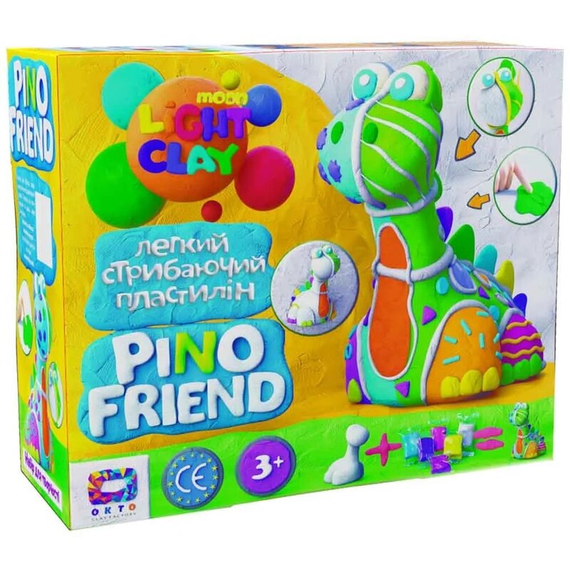 Set de creatie cu argila usoara, Moon Light Clay - Pino Friend - DINO Set de creatie cu argila usoara, Moon Light Clay - Pino Friend - DINO