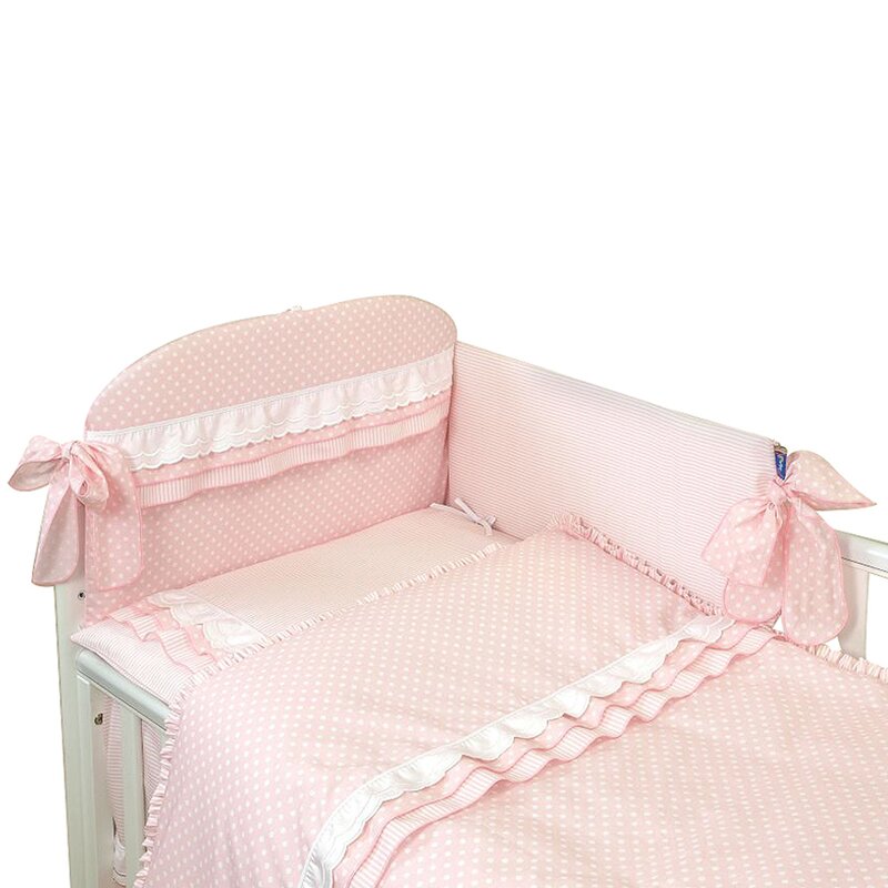 Amy - Lenjerie 3 piese Cu protectie laterala Baby Chic din Bumbac. 120x60 cm. Roz Amy - Lenjerie 3 piese Cu protectie laterala Baby Chic din Bumbac. 120x60 cm. Roz