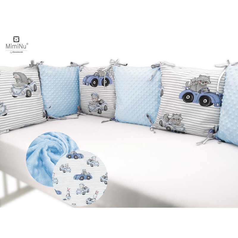 Aparatoare pentru patut, MimiNu, Cu 6 pernute, Cu fermoar, Cu husa lavabila, Pentru patut 120X60 cm, Din bumbac si tesatura pufoasa Minky, Materiale certificate Oeko Tex Standard 100, Minky Old Road Blue Aparatoare pentru patut, MimiNu, Cu 6 pernute, Cu fermoar, Cu husa lavabila, Pentru patut 120X60 cm, Din bumbac si tesatura pufoasa Minky, Materiale certificate Oeko Tex Standard 100, Minky Old Road Blue