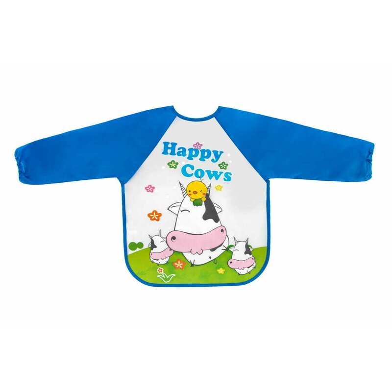 Baveta impermeabila, Bocioland, Cu maneci lungi, Dimensiune 40x35 cm, Happy Cows Baveta impermeabila, Bocioland, Cu maneci lungi, Dimensiune 40x35 cm, Happy Cows