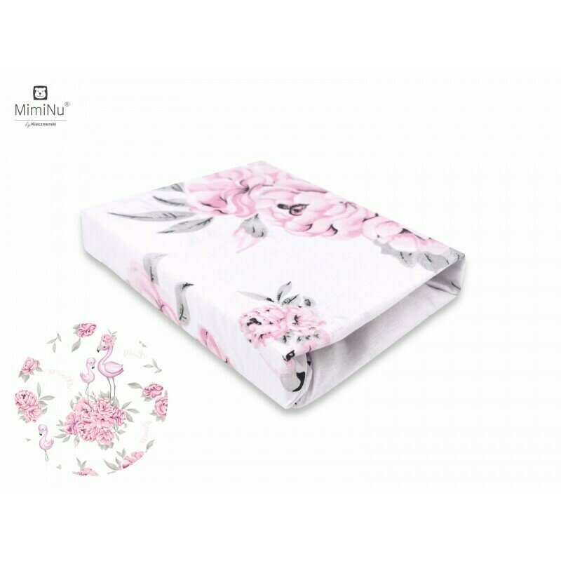 Cearceaf cu elastic, MimiNu, Pentru patut 140X70 cm, Din bumbac certificat Oeko Tex Standard 100, Peonie Pink Cearceaf cu elastic, MimiNu, Pentru patut 140X70 cm, Din bumbac certificat Oeko Tex Standard 100, Peonie Pink