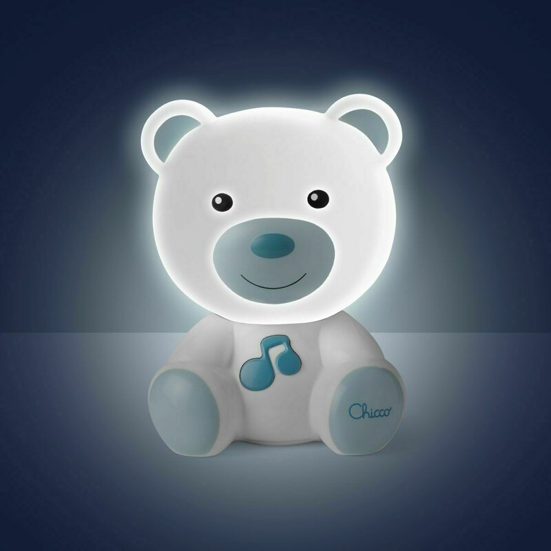Jucarie si Lampa, Chicco, Ursulet, 10 minute de muzica, 0 luni+, Albastru Jucarie si Lampa, Chicco, Ursulet, 10 minute de muzica, 0 luni+, Albastru