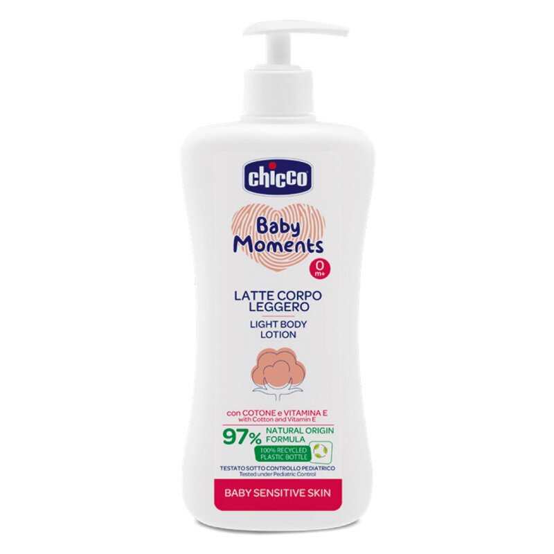 Lotiune dermatologica fluida pentru corp Chicco Baby Moments Sensitive, 500ml, 0 luni+ Lotiune dermatologica fluida pentru corp Chicco Baby Moments Sensitive, 500ml, 0 luni+