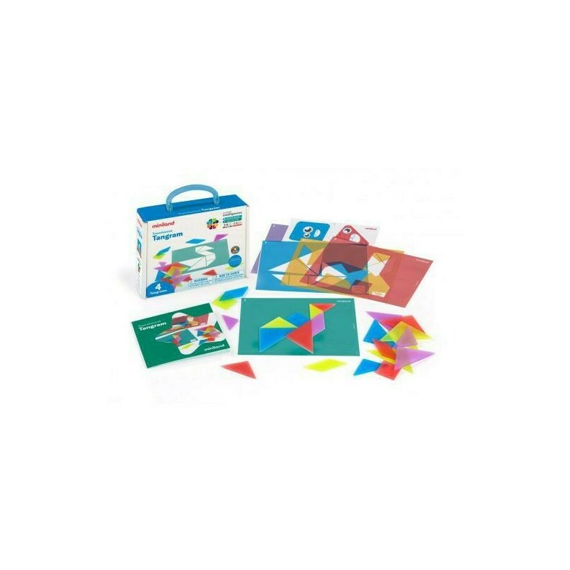 Miniland - Set creativ Tangram traditional , Cu piese translucide Miniland - Set creativ Tangram traditional , Cu piese translucide